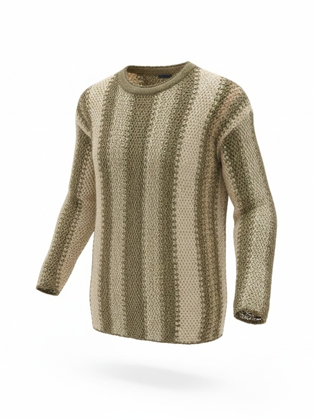 Vintage PAZZO Open Knit Crewneck Sweater in Olive